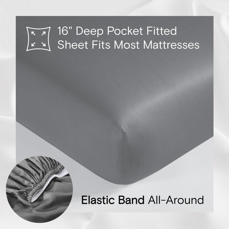 DOZ Organic Bamboo No Flat Sheet Set - Storm