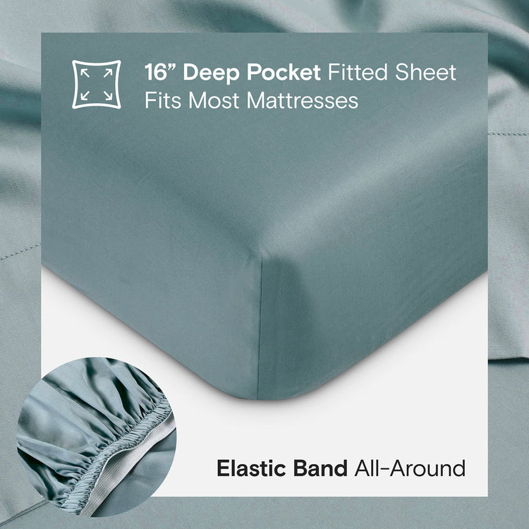 DOZ Organic Bamboo No Flat Sheet Set - Teal