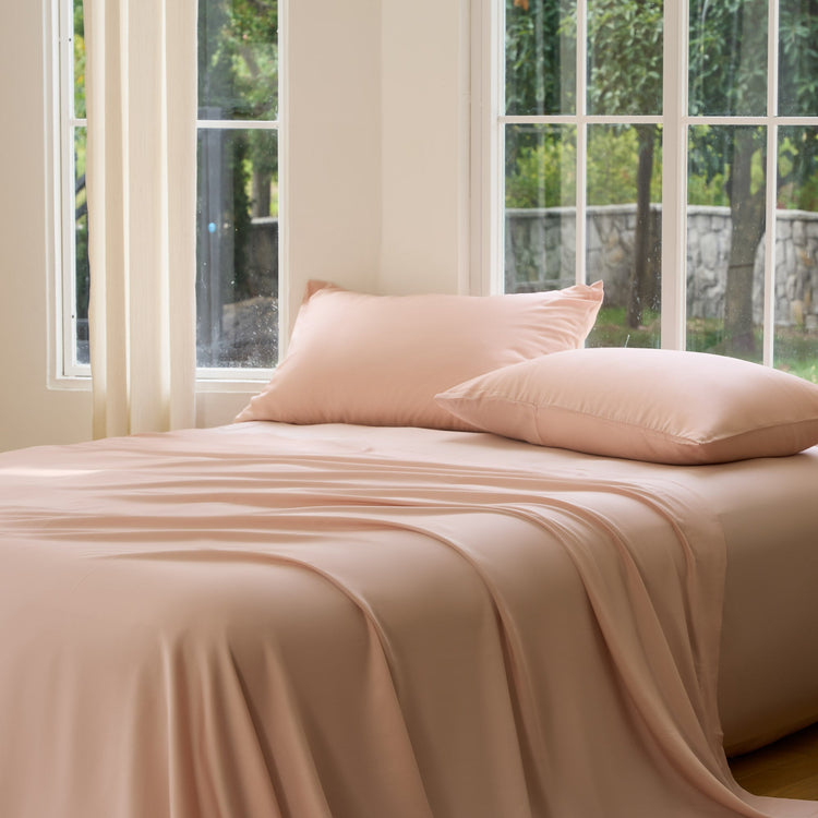 DOZ Organic Bamboo No Flat Sheet Set - Blush