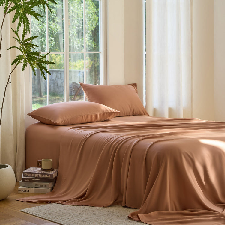 DOZ Organic Bamboo No Flat Sheet Set - Clay
