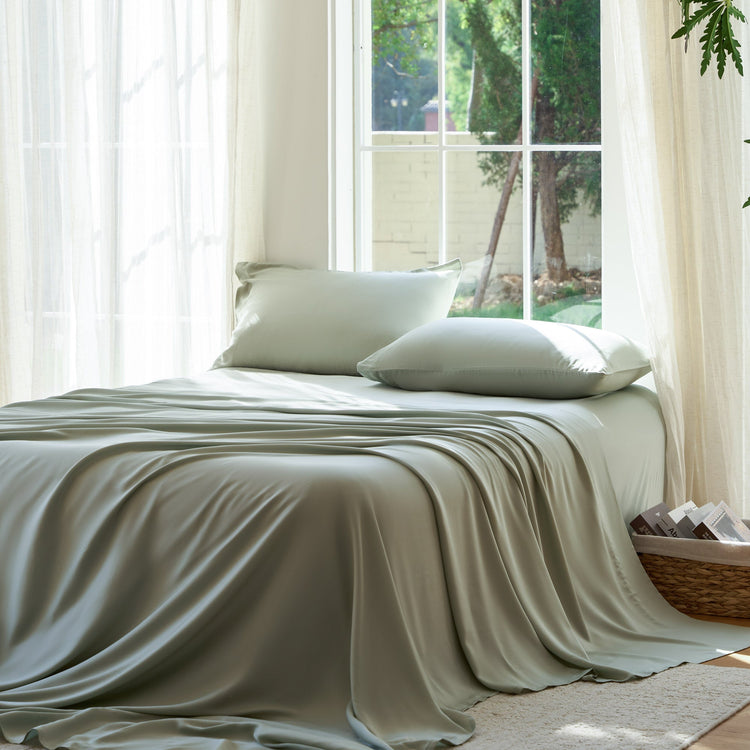 DOZ Organic Bamboo No Flat Sheet Set - Sage