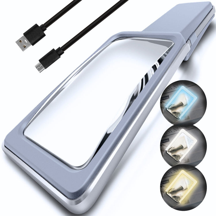 Rectangular light with USB cable and color-changing LED lights on a white background