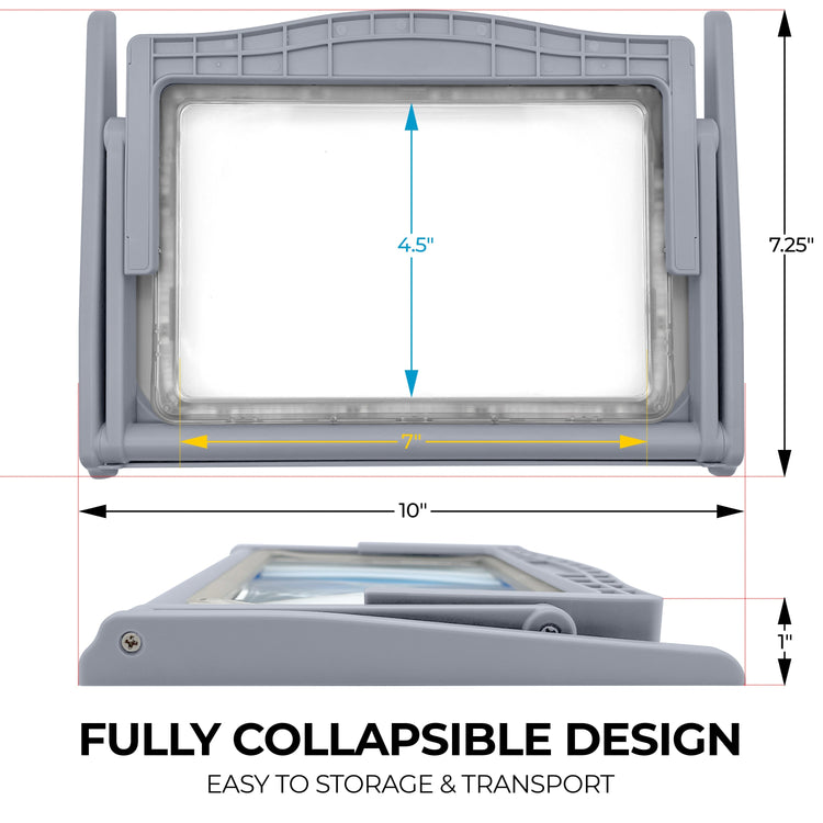 Collapsible design of a window screen with dimensions labeled
