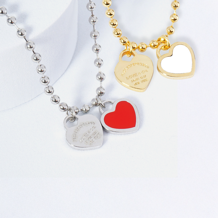 DOUBLE HEARTS ON BALL CHAIN - Buy 1 Get 1