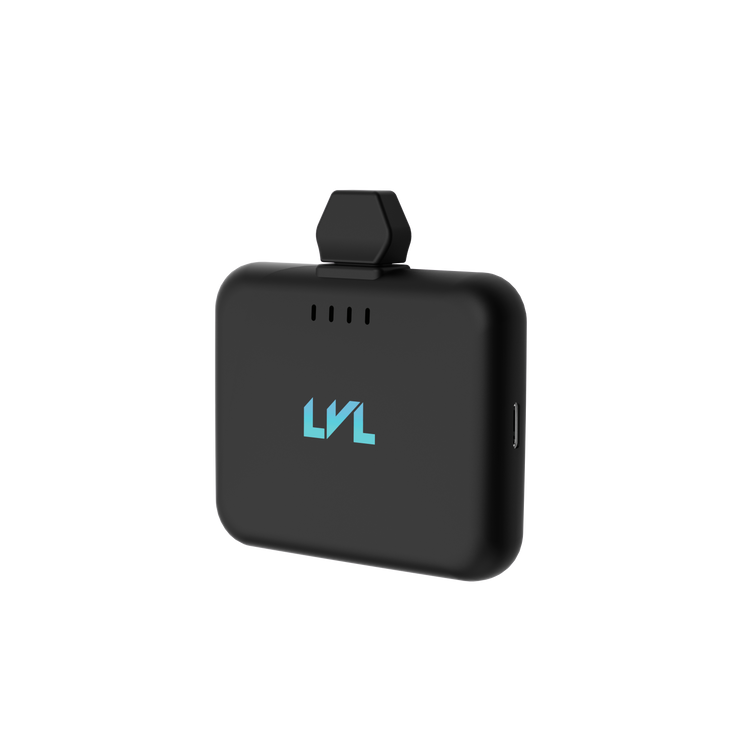 Black electronic device with 'LVL' logo on a white background