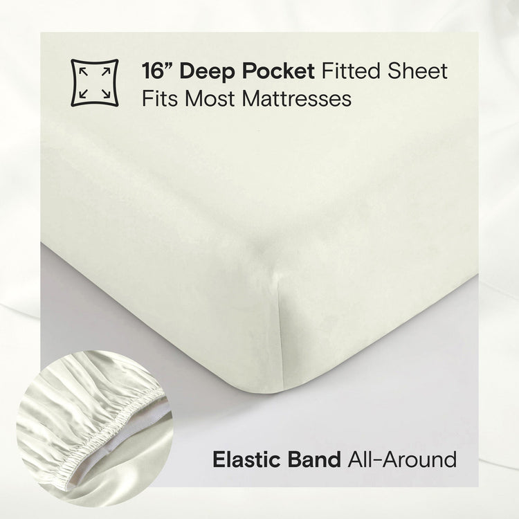 DOZ Organic Bamboo No Flat Sheet Set - Ivory