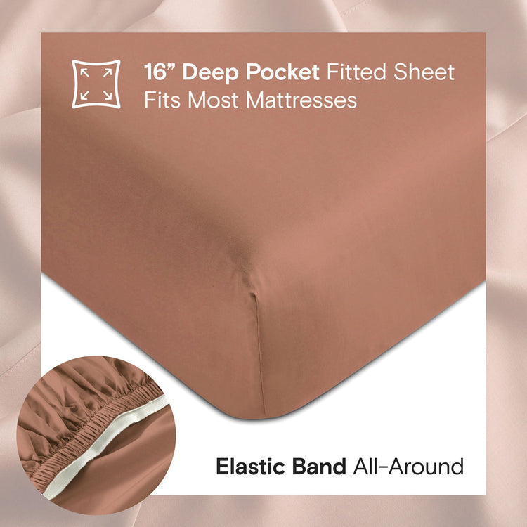 DOZ Organic Bamboo No Flat Sheet Set - Clay