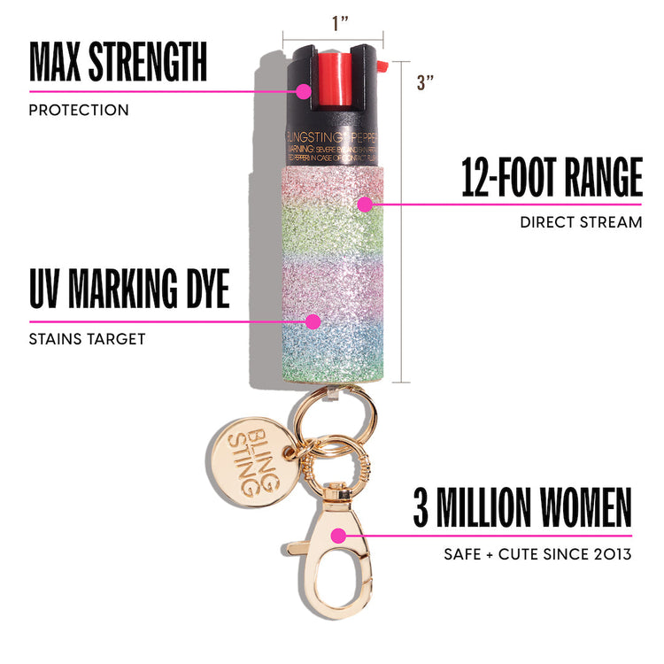blingsting.com Safety Keychain Confetti Pepper Sprays | 2 Pack