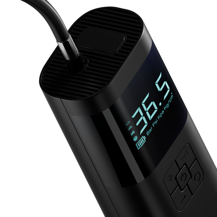 Black digital device with a digital display on a white background