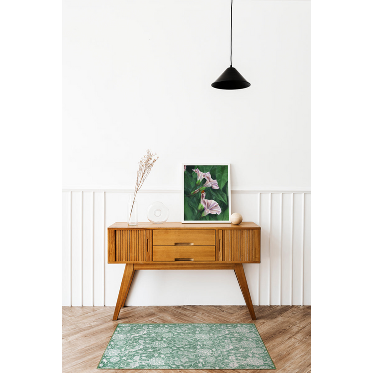 Kalini Floral Green Washable Rug