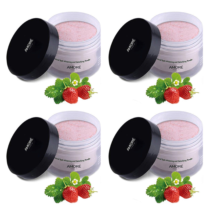 4-Pack: Strawberry Advanced Coconut Activated Teeth Whitening Powder (4 Month Supply)
