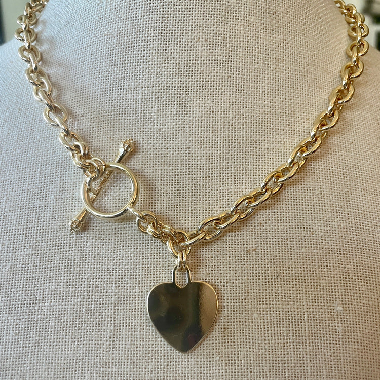 Heart Pendant with Toggle Clasp - Gold