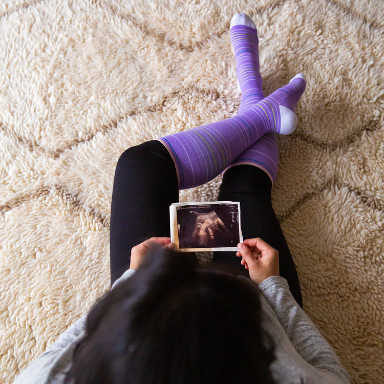 Purple Stripes Cotton Energy Compression Socks