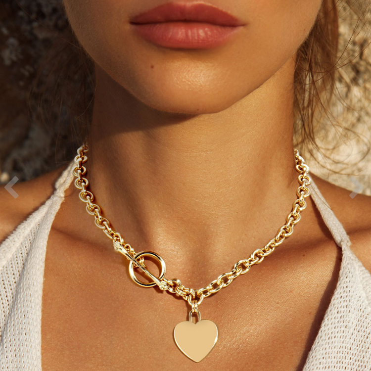 Heart Pendant with Toggle Clasp - Gold