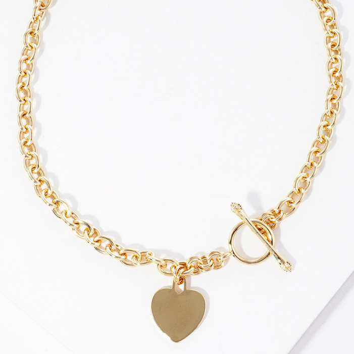 Heart Pendant with Toggle Clasp - Gold