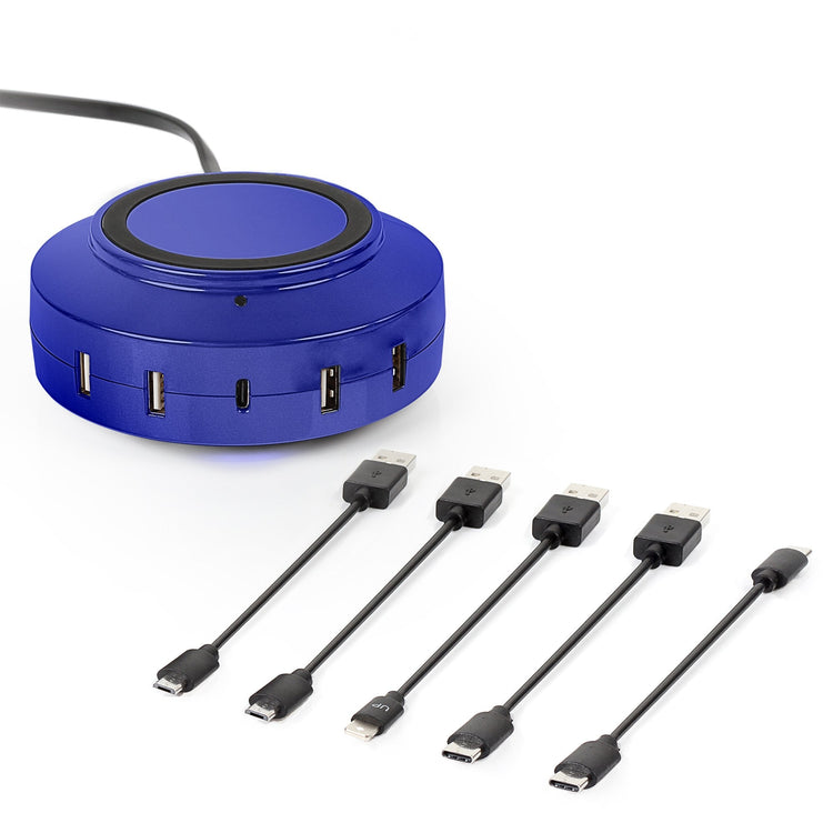 ChargeHub X5 Elite 3005 Bundle – 5 Port USB Charger with Wireless, Type-C, USB + 5 USB Cables