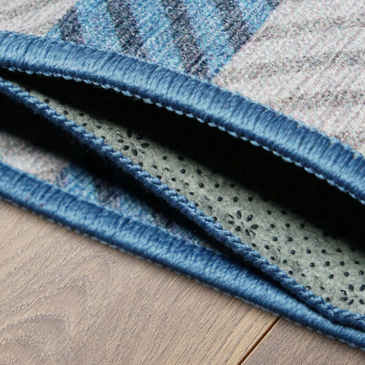Tratti Offset Stripe Blue Washable Rug
