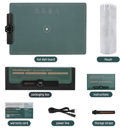 Green heating mat with a control device on a white background