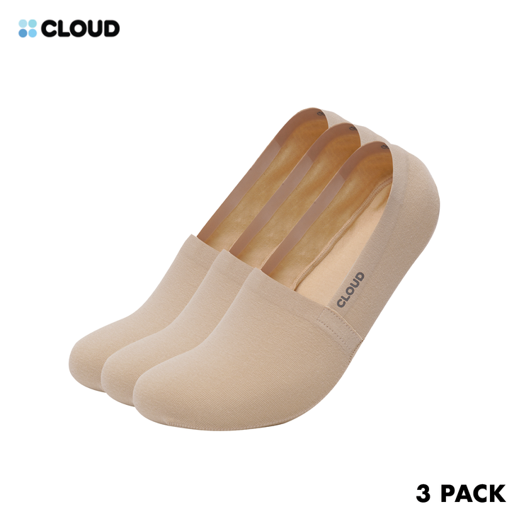 CLOUD MVS NO SHOW SOCKS - Beige 3Pack