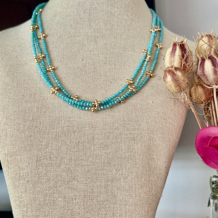 Crystal Bead Necklace-Turquoise