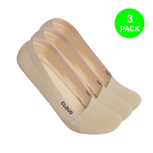 CLOUD LOW CUT NO SHOW SOCKS - Beige 3Pack