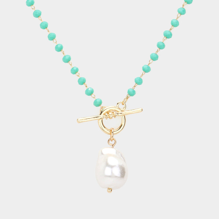 Turquoise Beads with Pearl Drop