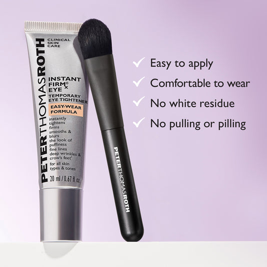 Two skincare products and a brush with Peter Thomas Roth branding on a white background