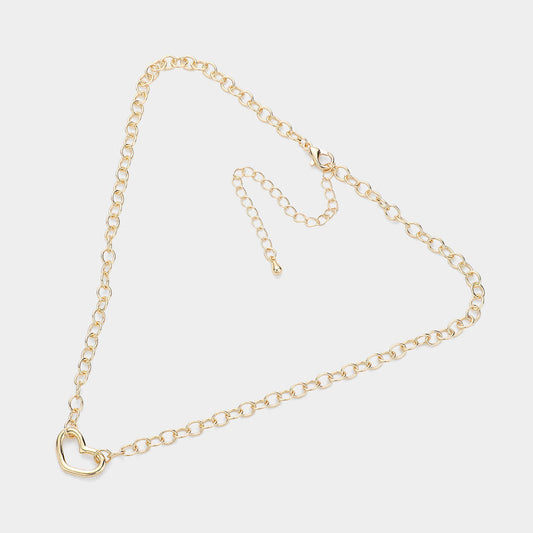 Open Heart Necklace-Gold