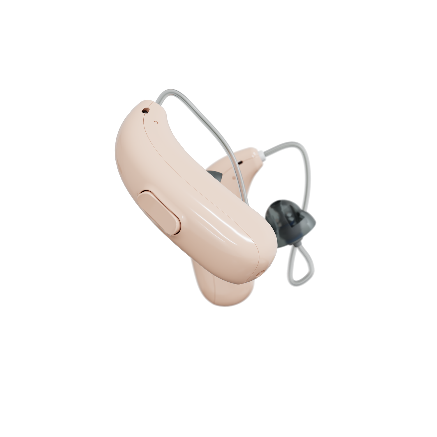 Beige hearing aid on a white background