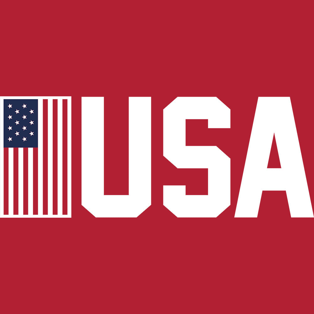 American flag with 'USA' text on a red background