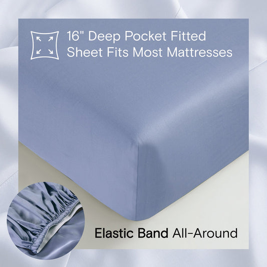 DOZ Organic Bamboo No Flat Sheet Set - Sky