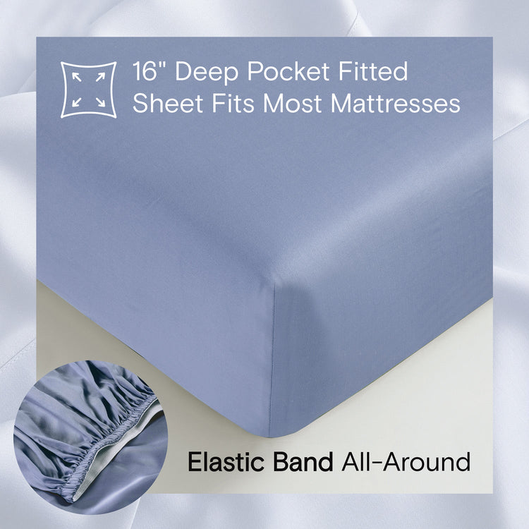 DOZ Organic Bamboo No Flat Sheet Set - Sky