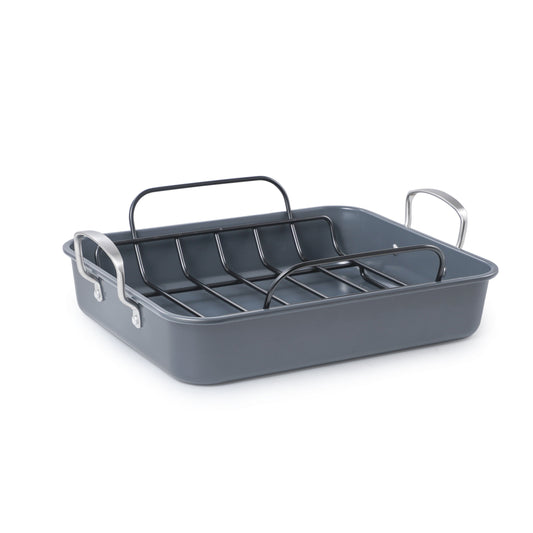 Large Turkey Roasting Pan with Rack, Carbon Steel, Ceramic Non-Stick Coating