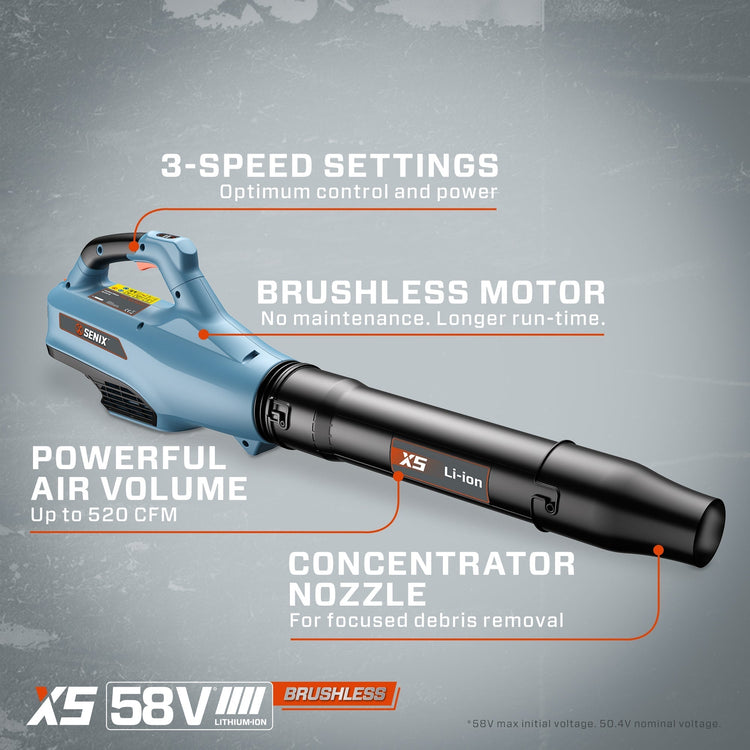 58 Volt Max* Cordless Leaf Blower, Brushless Motor (Battery and Charger Included), BLAX5-M