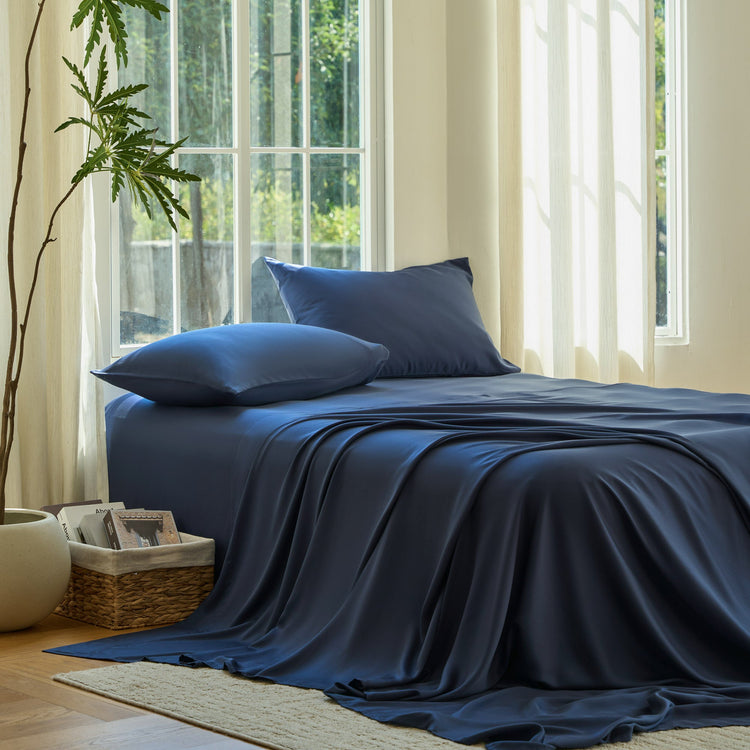 DOZ Organic Bamboo No Flat Sheet Set - Sapphire