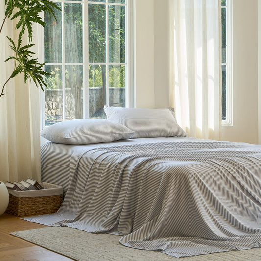 DOZ Organic Bamboo No Flat Sheet Set - Stripe
