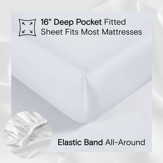 DOZ Organic Bamboo No Flat Sheet Set - Snow