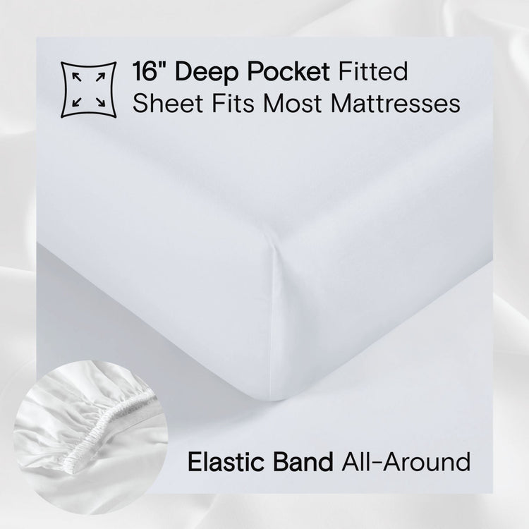 DOZ Organic Bamboo No Flat Sheet Set - Snow