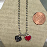 DOUBLE HEARTS ON BALL CHAIN - Silver