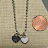 DOUBLE HEARTS ON BALL CHAIN - Silver
