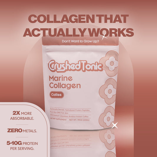 Package of Crushed Tonic Marine Collagen Coffee on a white background