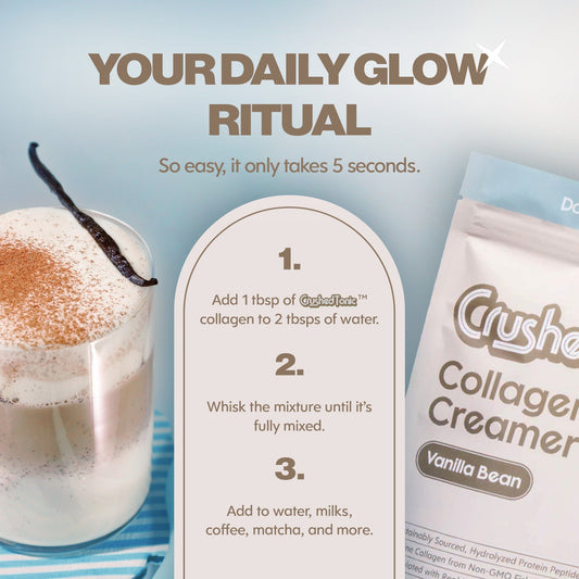 Packaging of Crushed Tonic Collagen Creamer Vanilla Bean on a white background