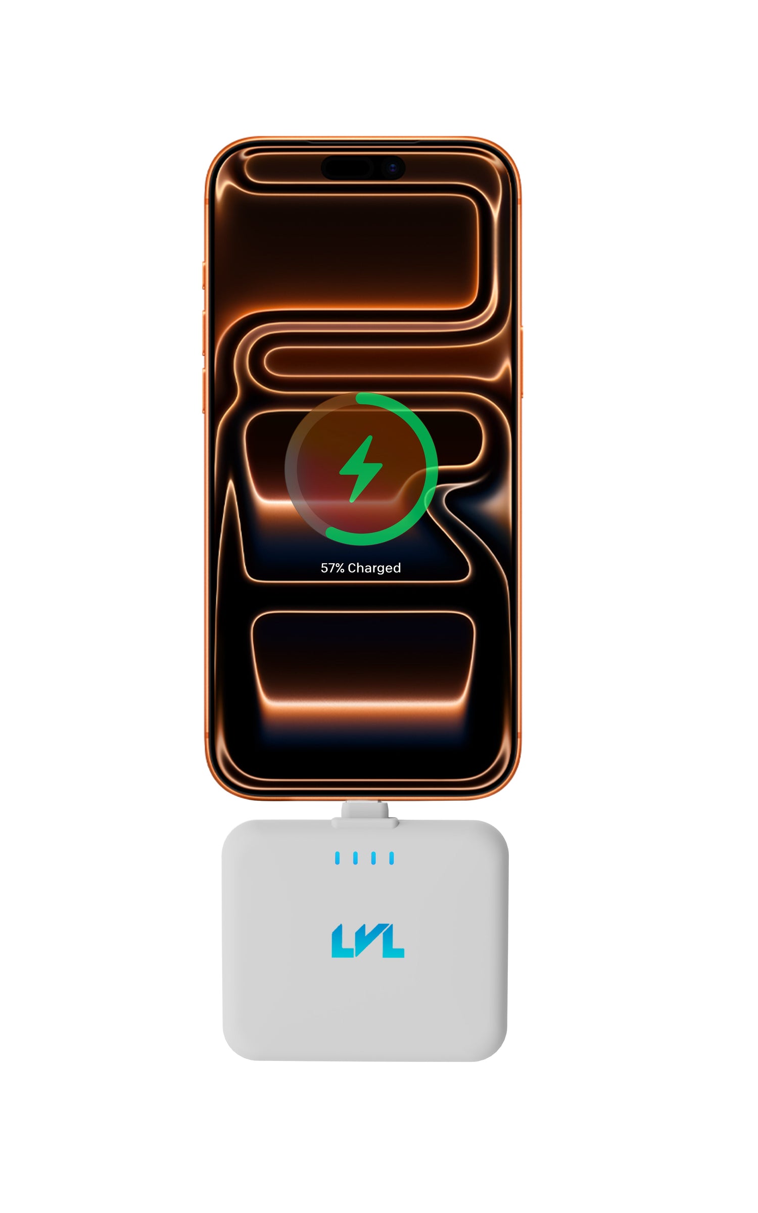 Wireless charging pad with smartphone on a white background