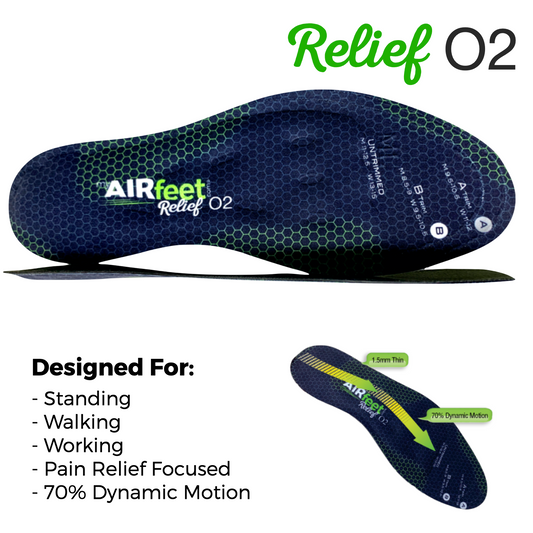 Pair of black shoe insoles with 'AIRfeet Rocket O2' branding on a white background