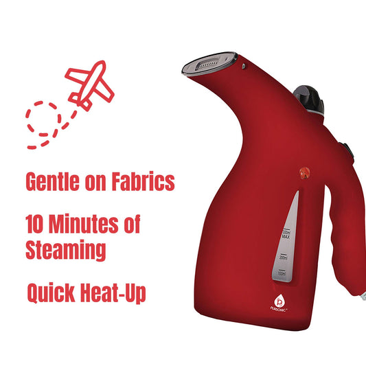 Travel Fabric Care Pack: Lightweight Iron and High-Capacity Steamer - Red