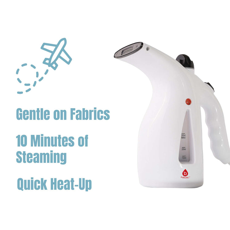 Travel Fabric Care Pack: Lightweight Iron and High-Capacity Steamer - White