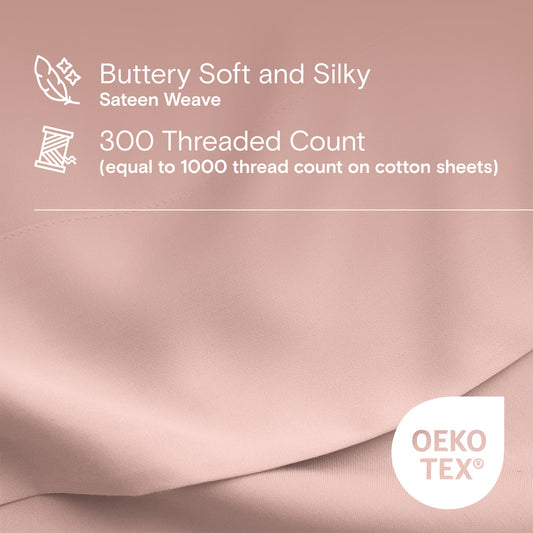 DOZ Organic Bamboo No Flat Sheet Set - Blush