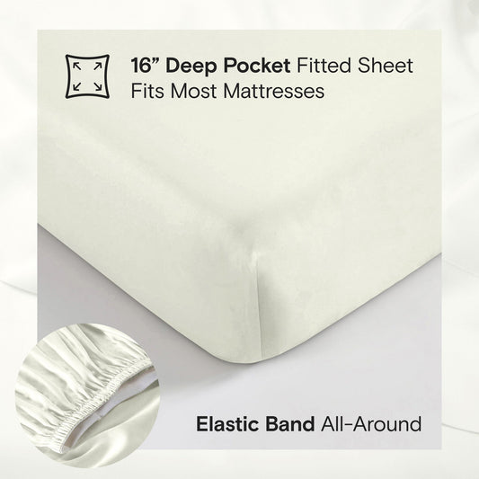 DOZ Organic Bamboo No Flat Sheet Set - Ivory