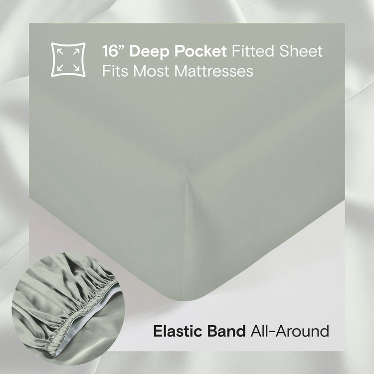 DOZ Organic Bamboo No Flat Sheet Set - Sage