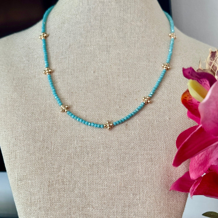 Crystal Bead Necklace-Turquoise